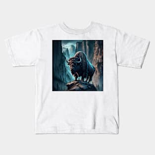 Canyon Guardian: Mystical Bison Digital Art Kids T-Shirt